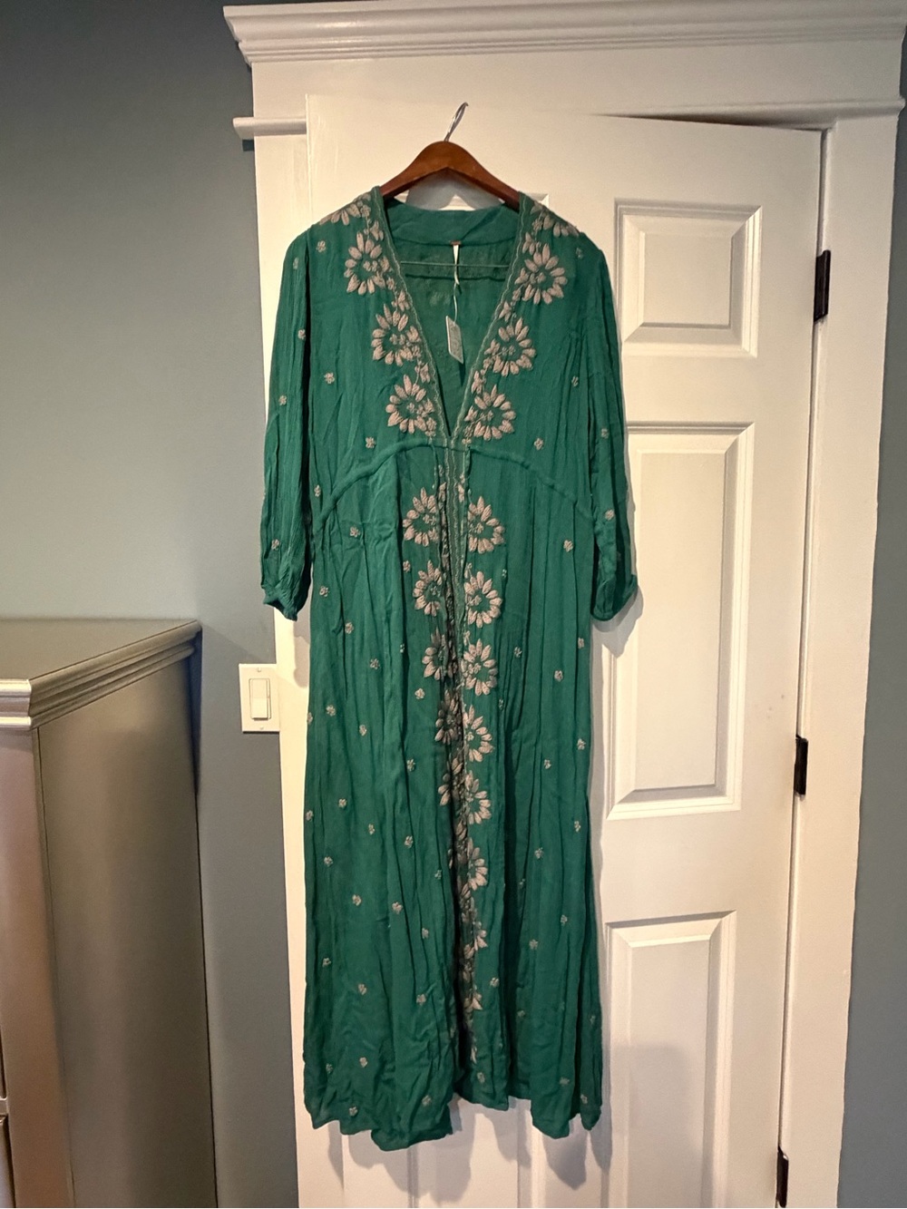 Free People Green Embroidered Maxi Dress
